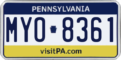PA license plate MYO8361
