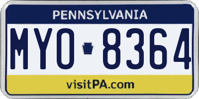 PA license plate MYO8364