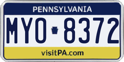 PA license plate MYO8372