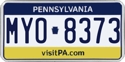 PA license plate MYO8373