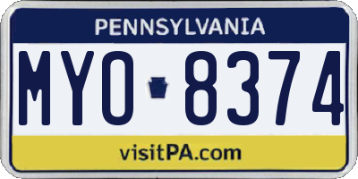 PA license plate MYO8374
