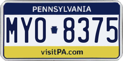 PA license plate MYO8375