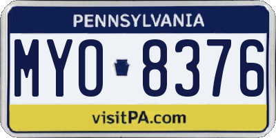 PA license plate MYO8376