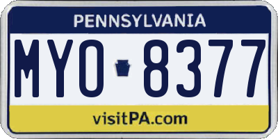 PA license plate MYO8377