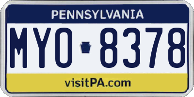 PA license plate MYO8378