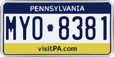 PA license plate MYO8381