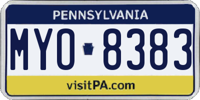 PA license plate MYO8383