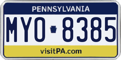 PA license plate MYO8385