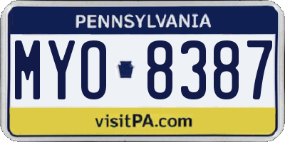 PA license plate MYO8387