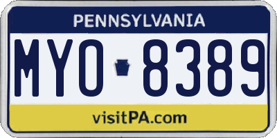 PA license plate MYO8389