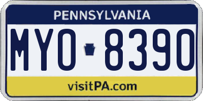 PA license plate MYO8390