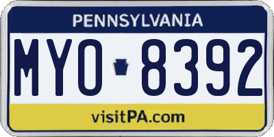 PA license plate MYO8392