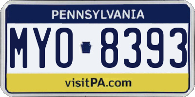 PA license plate MYO8393