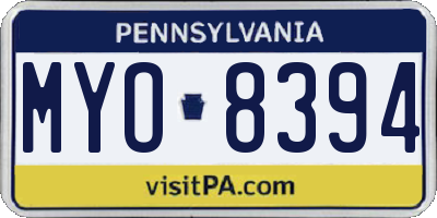 PA license plate MYO8394