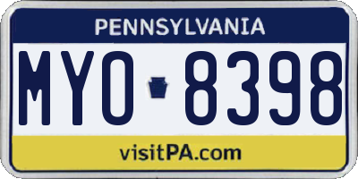 PA license plate MYO8398