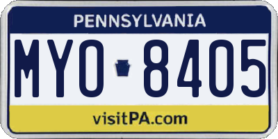 PA license plate MYO8405
