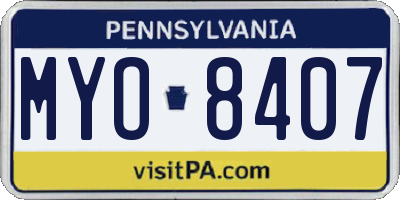 PA license plate MYO8407