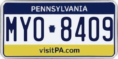 PA license plate MYO8409