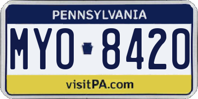 PA license plate MYO8420