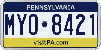 PA license plate MYO8421