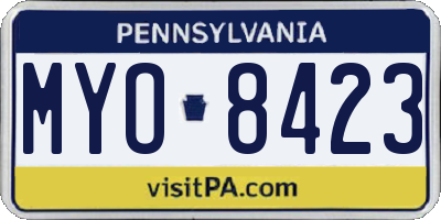 PA license plate MYO8423