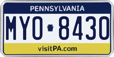 PA license plate MYO8430