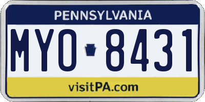 PA license plate MYO8431