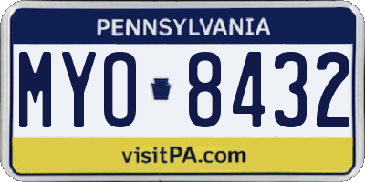 PA license plate MYO8432