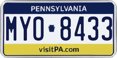 PA license plate MYO8433