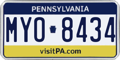 PA license plate MYO8434
