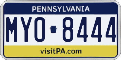 PA license plate MYO8444
