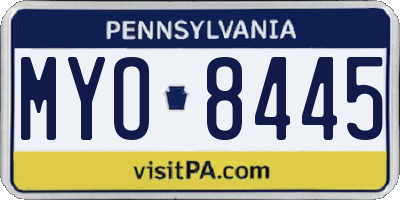 PA license plate MYO8445