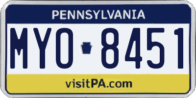PA license plate MYO8451