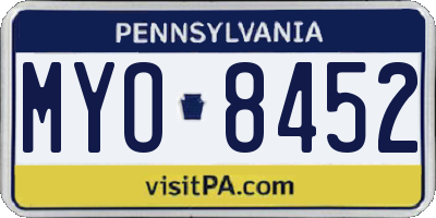 PA license plate MYO8452