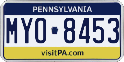 PA license plate MYO8453