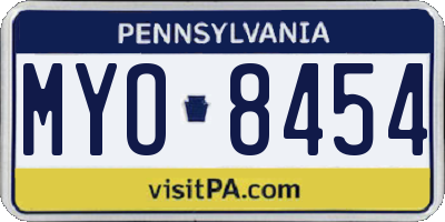 PA license plate MYO8454