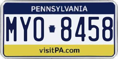 PA license plate MYO8458