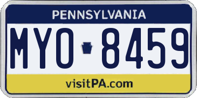 PA license plate MYO8459