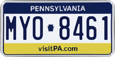 PA license plate MYO8461