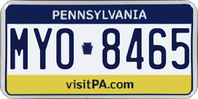PA license plate MYO8465