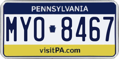 PA license plate MYO8467