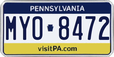 PA license plate MYO8472