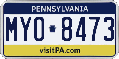 PA license plate MYO8473