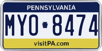 PA license plate MYO8474