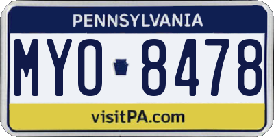 PA license plate MYO8478