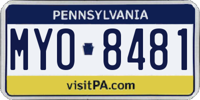 PA license plate MYO8481