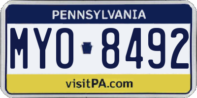 PA license plate MYO8492