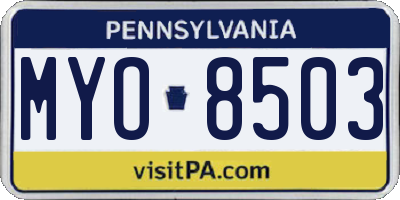 PA license plate MYO8503