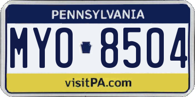 PA license plate MYO8504