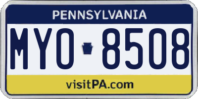 PA license plate MYO8508